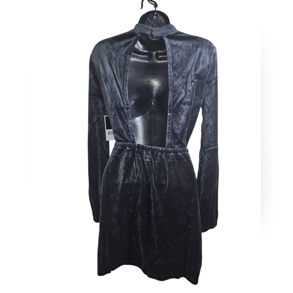 NWT Juicy Couture Babydoll Dress Open Back Velour Black Small - Picture 2 of 8